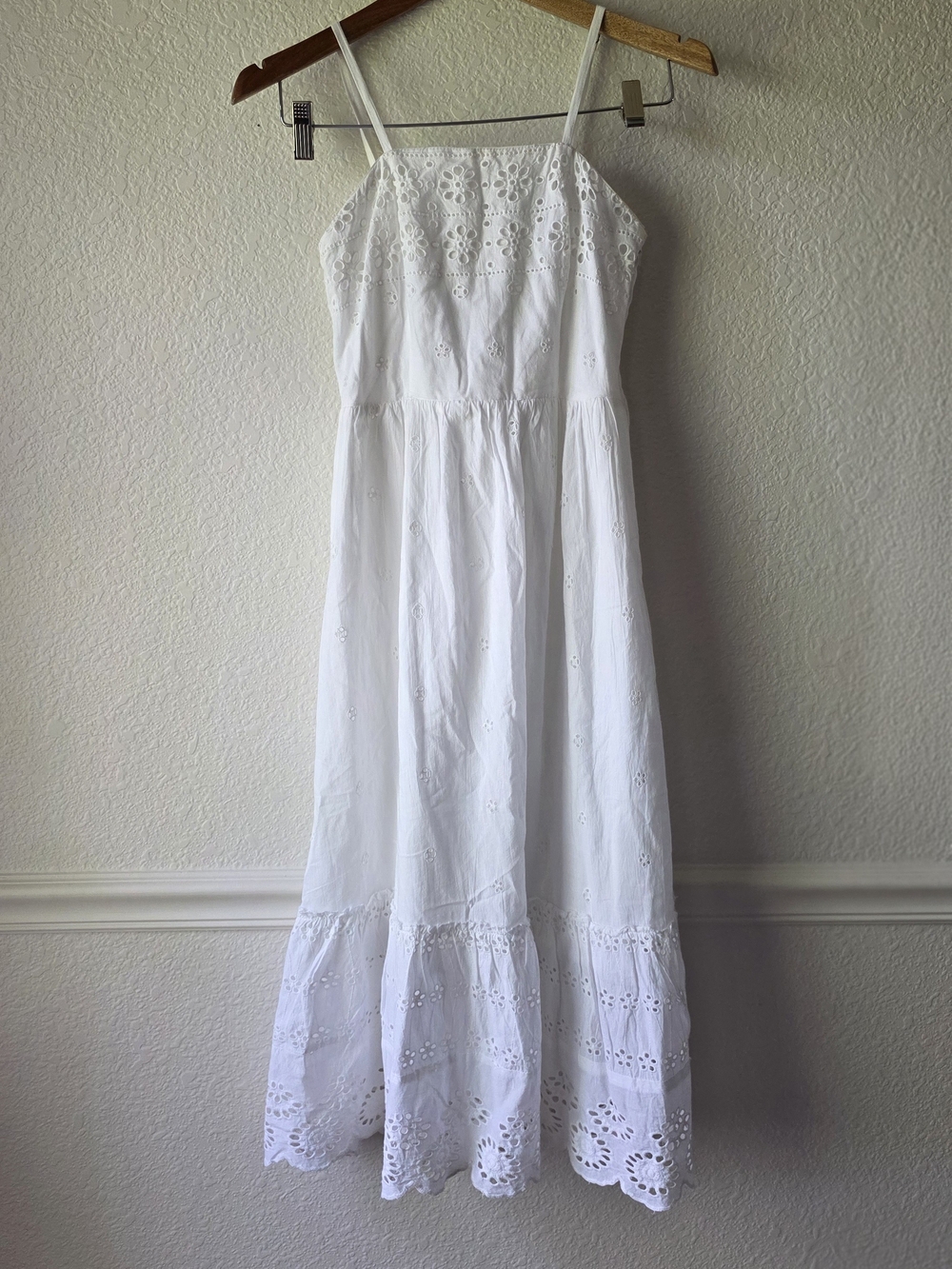 White Eyelet Midi Dress NWT
